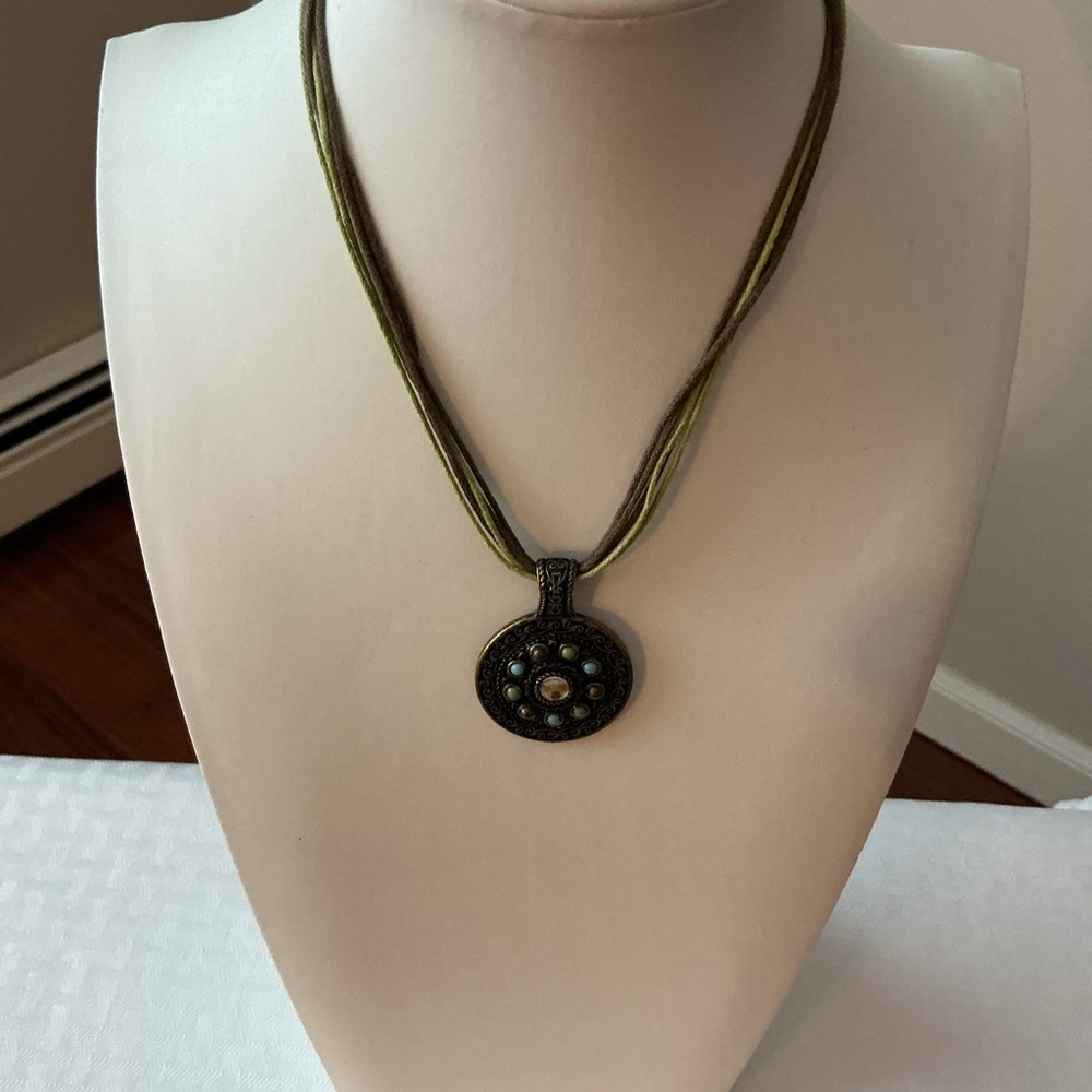 Lia Sophia Vintage Bronze Medallion Multi-Strand Pendant Necklace